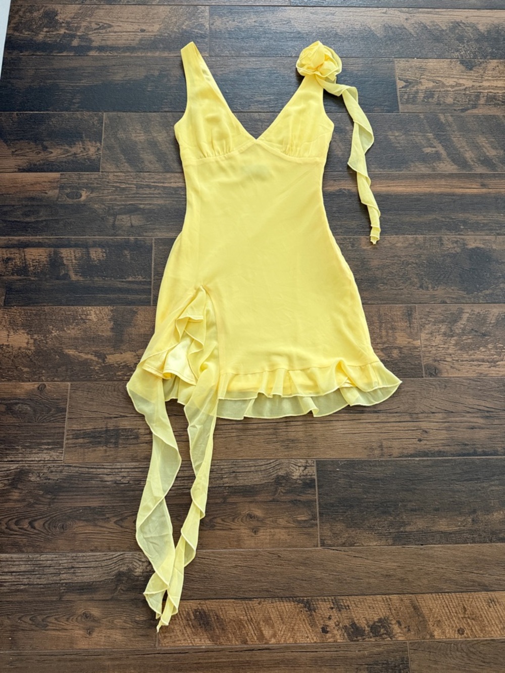 White Fox Boutique Lemon Ruffle Mini Dress